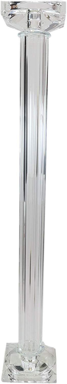 Ebros Gift Ebros Contemporary Crystal Glass Pillar Column Candle Holder Candlestick Candleholder Decor Figurine For Mantelpiece Countertop Table Master Bedroom Living Room Accent (23" High)