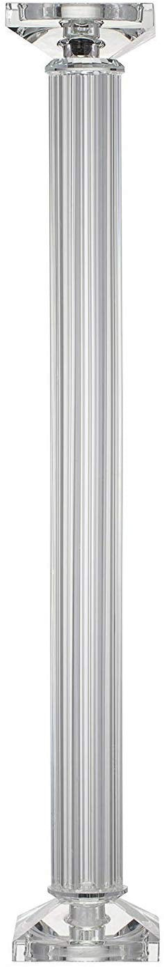 Ebros Gift Ebros Contemporary Crystal Glass Pillar Column Candle Holder Candlestick Candleholder Decor Figurine For Mantelpiece Countertop Table Master Bedroom Living Room Accent (23" High)