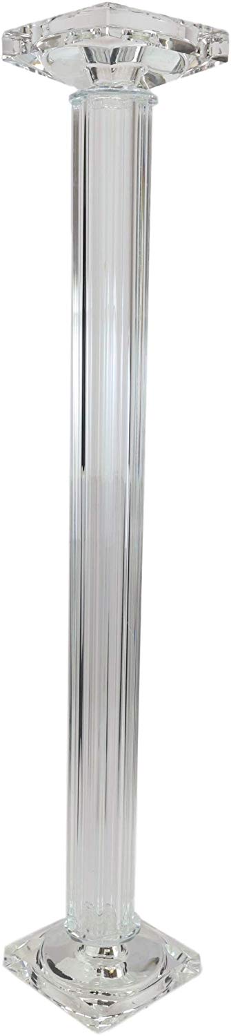 Ebros Gift Ebros Contemporary Crystal Glass Pillar Column Candle Holder Candlestick Candleholder Decor Figurine For Mantelpiece Countertop Table Master Bedroom Living Room Accent (23" High)