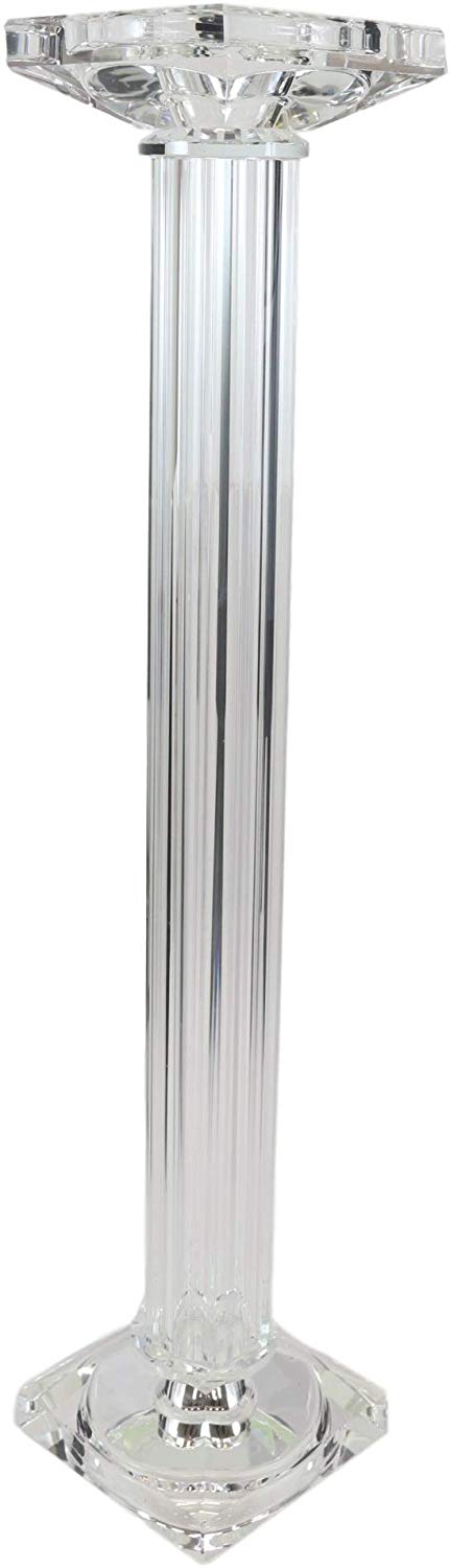Ebros Gift Ebros Contemporary Crystal Glass Pillar Column Candle Holder Candlestick Candleholder Decor Figurine For Mantelpiece Countertop Table Master Bedroom Living Room Accent (18" High)