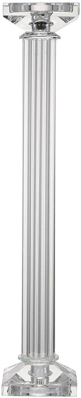Ebros Gift Ebros Contemporary Crystal Glass Pillar Column Candle Holder Candlestick Candleholder Decor Figurine For Mantelpiece Countertop Table Master Bedroom Living Room Accent (18" High)