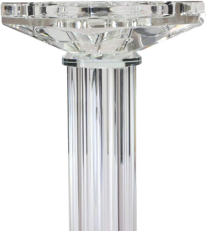 Ebros Gift Ebros Contemporary Crystal Glass Pillar Column Candle Holder Candlestick Candleholder Decor Figurine For Mantelpiece Countertop Table Master Bedroom Living Room Accent (21.5" High)