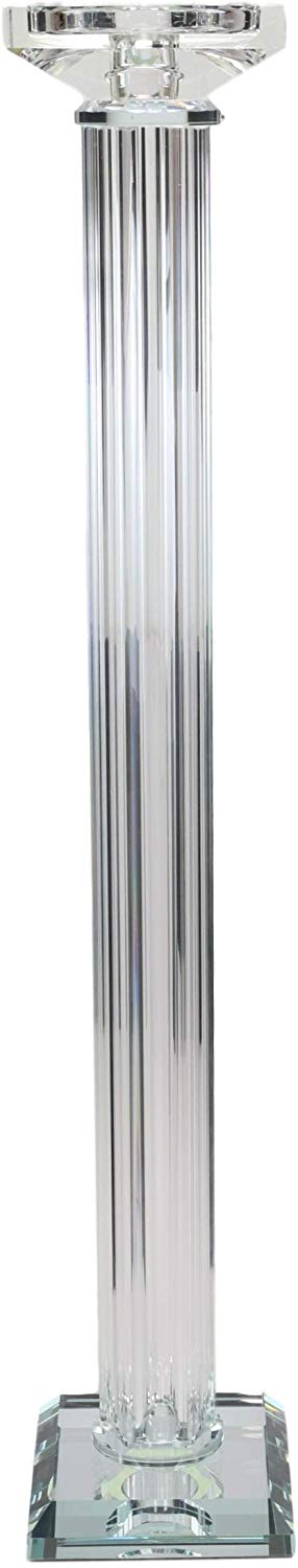 ebros gift Ebros Contemporary Crystal Glass Pillar Column Candle Holder Candlestick Decor
