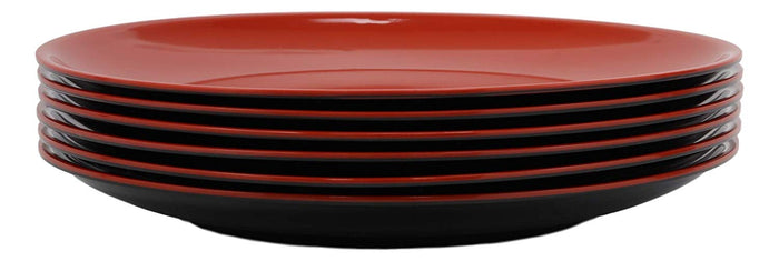 Ebros Gift Ebros Contemporary Round 11.5"D Red Black Large Melamine Dinner Plate Set Of 6 Plates