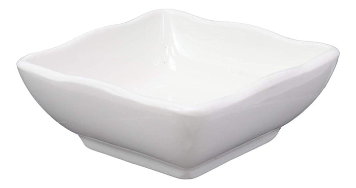 Ebros Gift Ebros Contemporary Wavy Artistic Design White Porcelain Condiments Ketchup Mustard BBQ Soy Sauce Dipping Bowl Or Dish 2oz Pack Of 6 Bowls