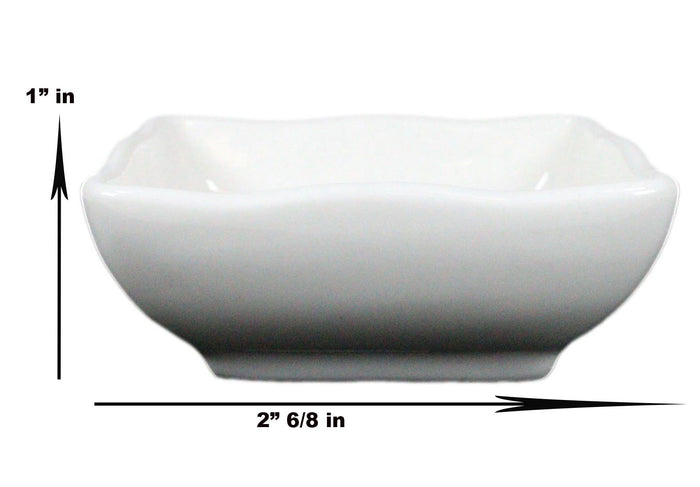 Ebros Gift Ebros Contemporary Wavy Artistic Design White Porcelain Condiments Ketchup Mustard BBQ Soy Sauce Dipping Bowl Or Dish 2oz Pack Of 6 Bowls