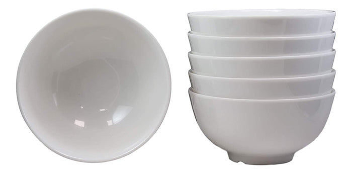 Ebros Gift Ebros Contemporary White Jade Melamine Large Deep Round Bowls 48oz (PACK OF 6)