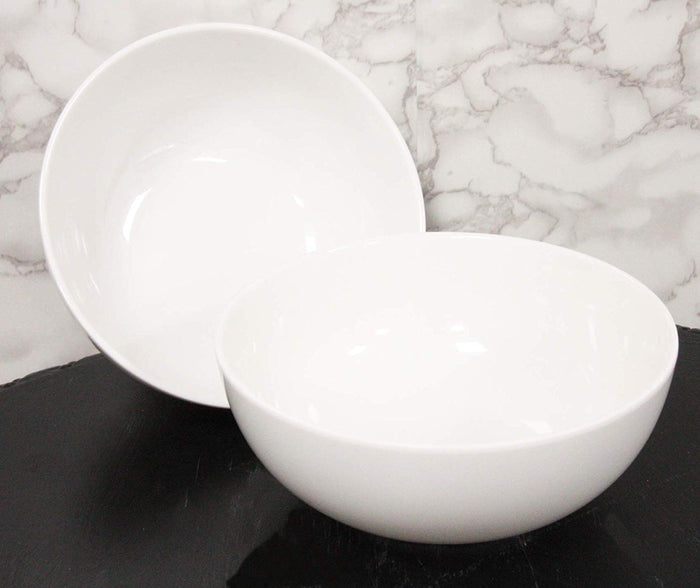 ebros gift Ebros Contemporary White Jade Melamine Large Deep Round Bowls 48oz (PACK OF 6)
