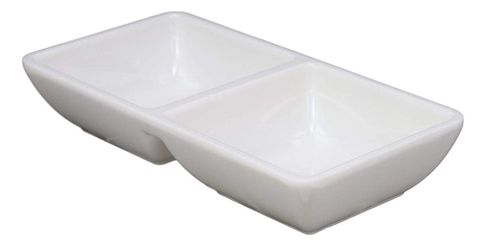 Ebros Gift Ebros Contemporary White Melamine Condiments Dipping Sauce With Divider (6 PCS)