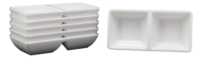 ebros gift Ebros Contemporary White Melamine Condiments Dipping Sauce With Divider (6 PCS)