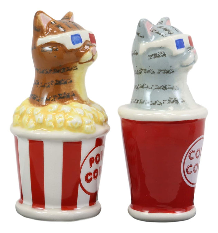 Ebros Gift Ebros Cool Cats With Cinema 3D Glasses In Soda Pop Cup Popcorn Tub Salt Pepper Shakers