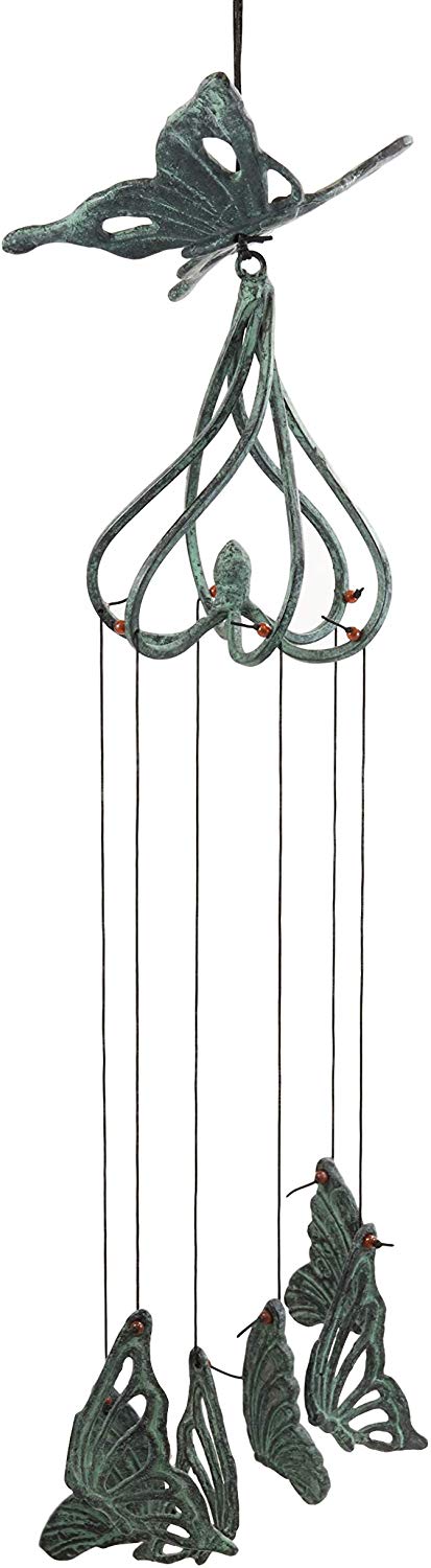 Ebros Gift Ebros Cottage Garden Verdi Green Swallowtail Butterfly Aluminum Mobile Wind Chime