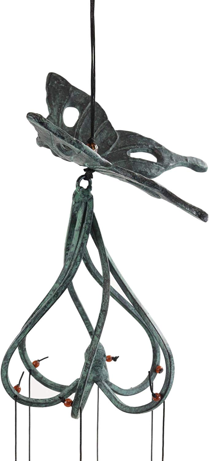 Ebros Gift Ebros Cottage Garden Verdi Green Swallowtail Butterfly Aluminum Mobile Wind Chime