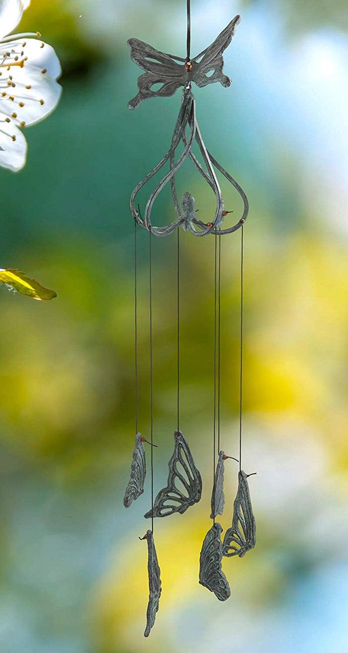 ebros gift Ebros Cottage Garden Verdi Green Swallowtail Butterfly Aluminum Mobile Wind Chime