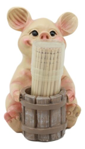 Ebros Gift Ebros Country Farm Barn Piglet Pig By A Barrel Toothpick Holder With Toothpicks