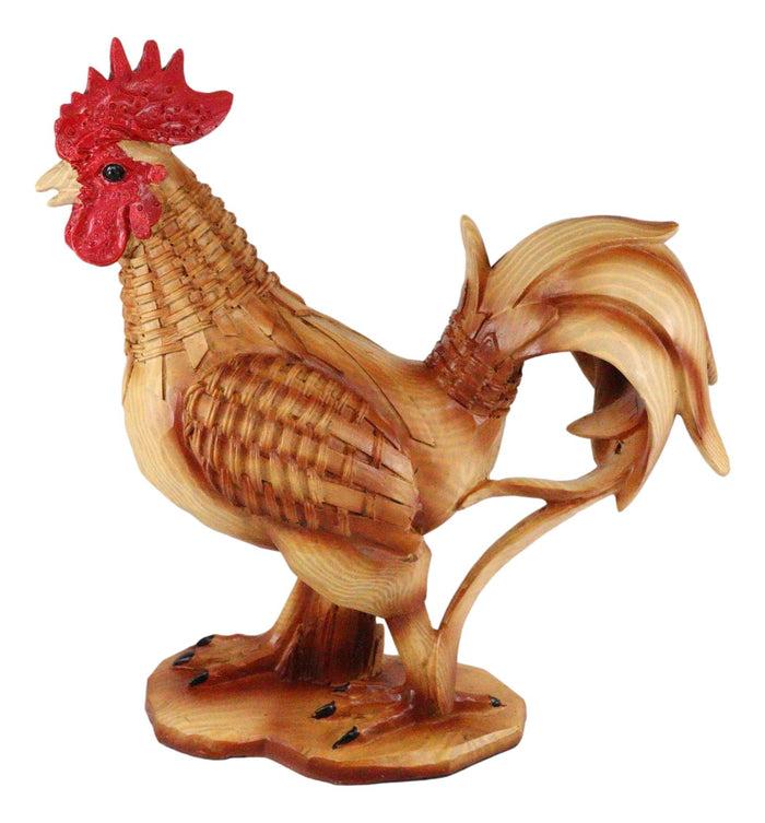 Ebros Gift Ebros Country Farm Chicken Rooster Decorative Figurine In Faux Bamboo Finish Resin