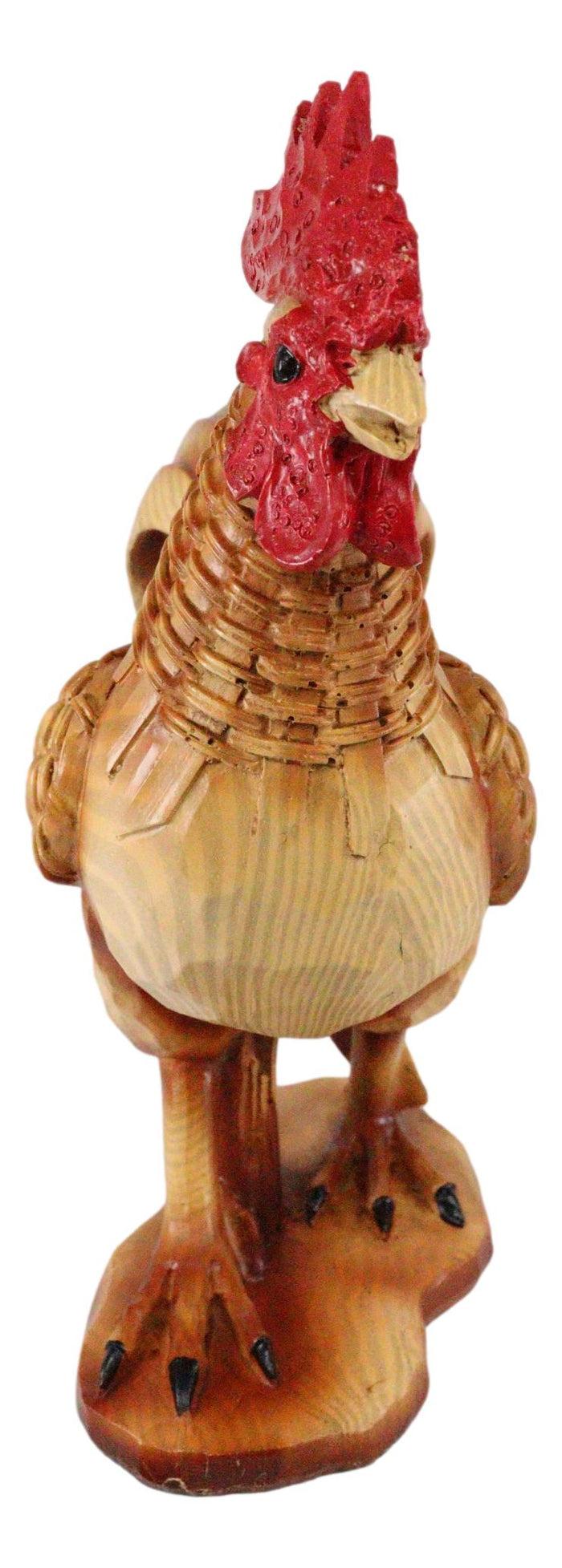 Ebros Gift Ebros Country Farm Chicken Rooster Decorative Figurine In Faux Bamboo Finish Resin