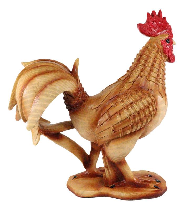 Ebros Gift Ebros Country Farm Chicken Rooster Decorative Figurine In Faux Bamboo Finish Resin