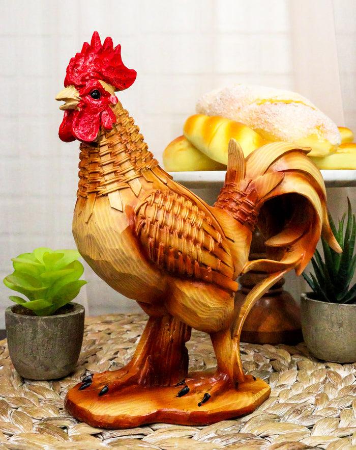 ebros gift Ebros Country Farm Chicken Rooster Decorative Figurine In Faux Bamboo Finish Resin