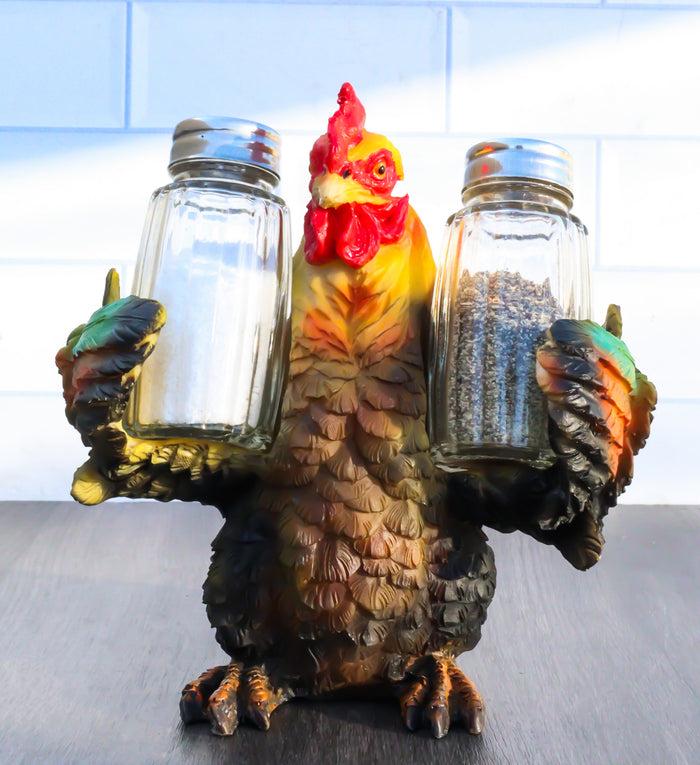 ebros gift Ebros Country Farm Mother Hen Hugging Glass Salt Pepper Shakers Holder 6" Tall