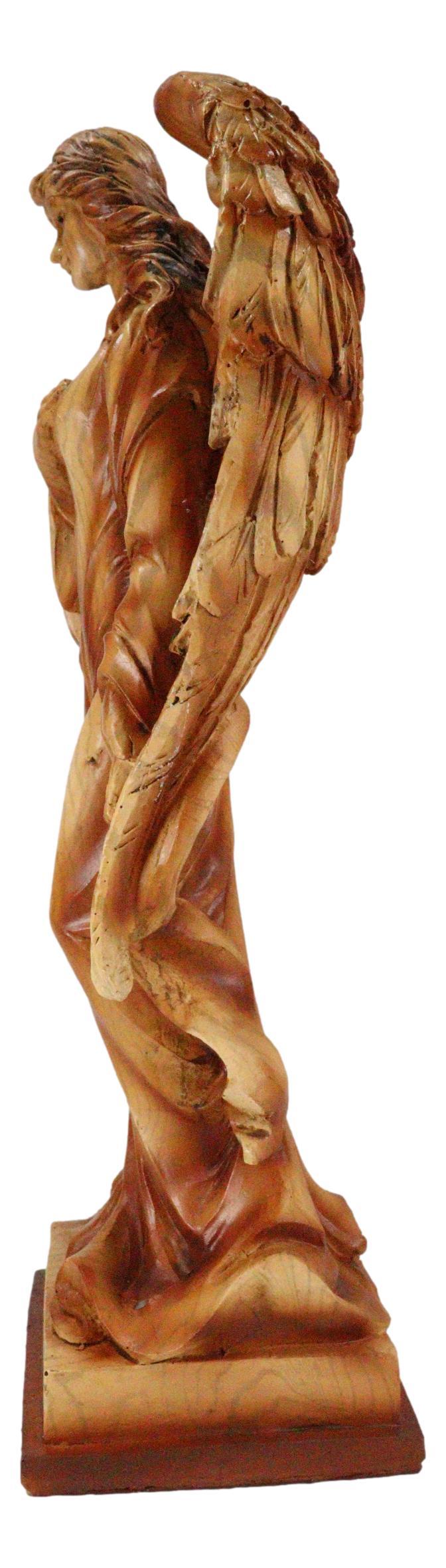 Ebros Gift Ebros Country Guardian Prayer Angel Standing W/ Hand On Heart Woodlike Sculpture