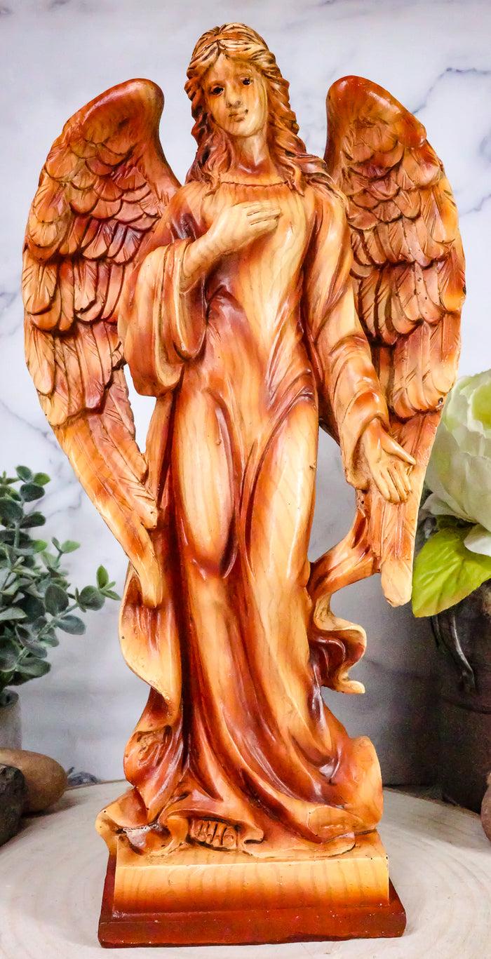 ebros gift Ebros Country Guardian Prayer Angel Standing W/ Hand On Heart Woodlike Sculpture