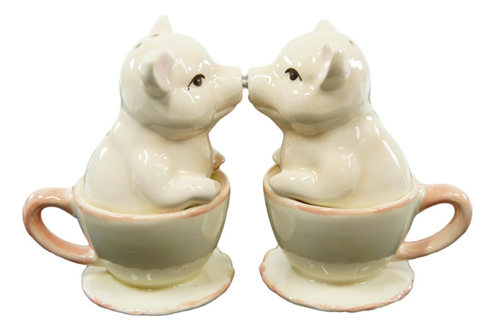 Ebros Gift Ebros Couple Kissing Teacup Miniature Pigs Hog Heavens Ceramic Salt Pepper Shaker Set