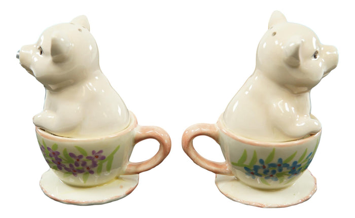 Ebros Gift Ebros Couple Kissing Teacup Miniature Pigs Hog Heavens Ceramic Salt Pepper Shaker Set