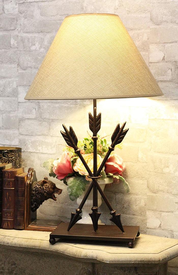 Ebros Gift Ebros Crossed Arrows With Ring Center Base Desktop Table Lamps W/ Shade 27" Tall