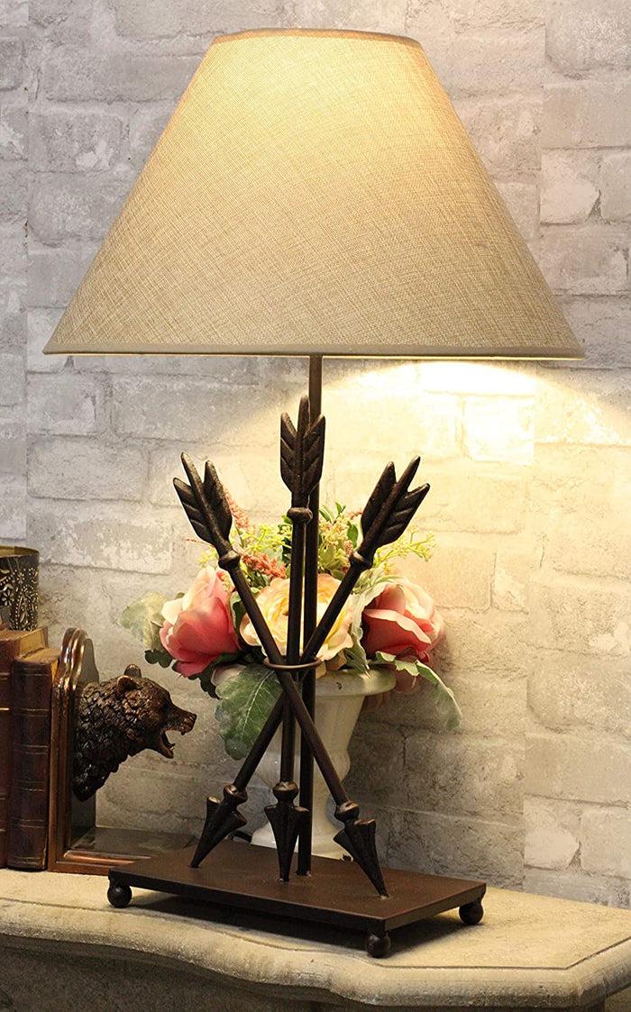 ebros gift Ebros Crossed Arrows with Ring Center Base Desktop Table Lamps w/ Shade 27" Tall