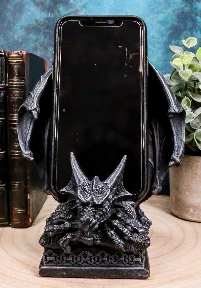 ebros gift Ebros Crouching Dragon Cell Phone Figurine In Faux Stone Resin Desktop Decor