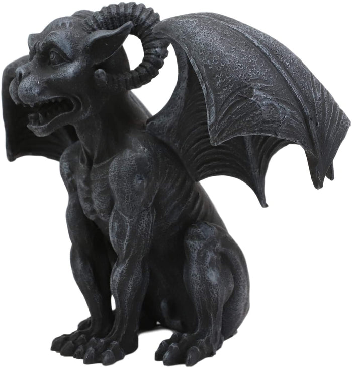 Ebros Gift Ebros Crouching Ram Horned Gargoyle Statue In Faux Stone Finish Resin 6.25" Tall
