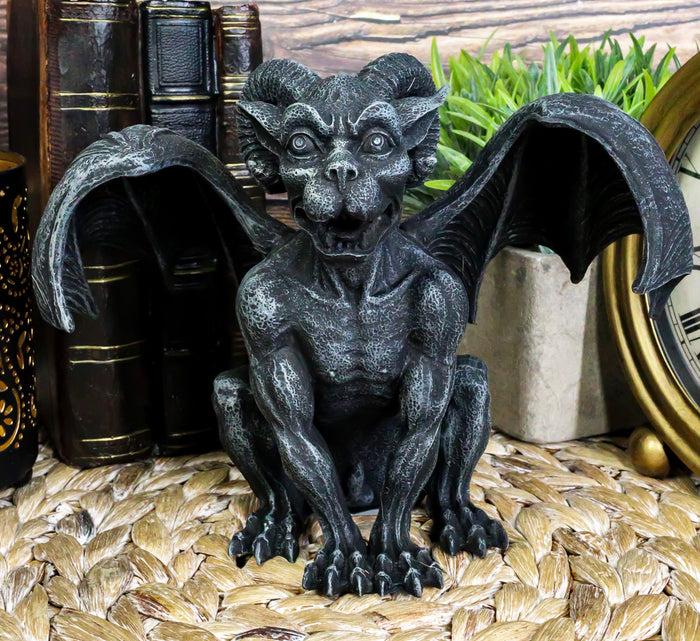 ebros gift Ebros Crouching Ram Horned Gargoyle Statue in Faux Stone Finish Resin 6.25" Tall