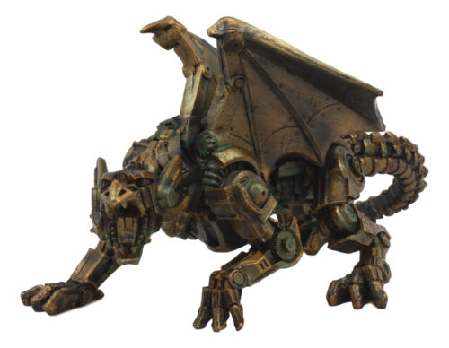 Ebros Gift Ebros Crouching Steampunk Robotic Dragon Statue 10"L Mechanical Cyborg Dragon Beast