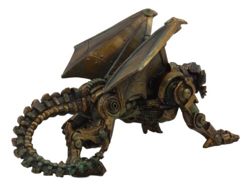Ebros Gift Ebros Crouching Steampunk Robotic Dragon Statue 10"L Mechanical Cyborg Dragon Beast