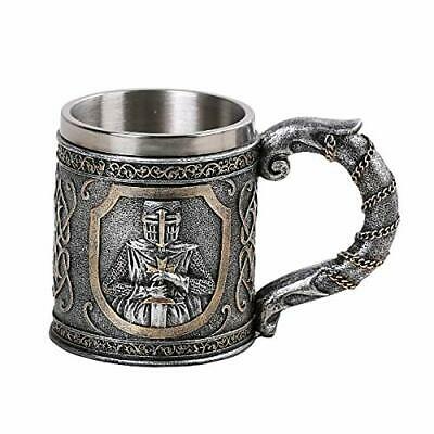 ebros gift Ebros Crusader Knight Collectible Resin Figurine Drinkable Coffee Mug