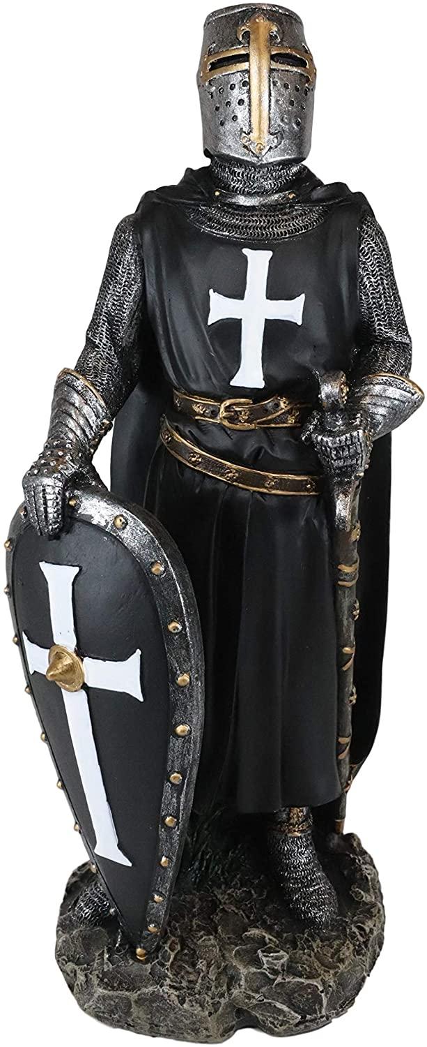 Ebros Gift Ebros Crusader Knight In Full Shield And Sword Armor Figurine 11.5 Inch Tall