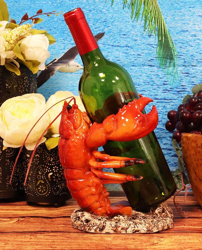 ebros gift Ebros Dancing Red Lobster Drunken Cajun Creole Delight Wine Bottle Holder 7.5"H