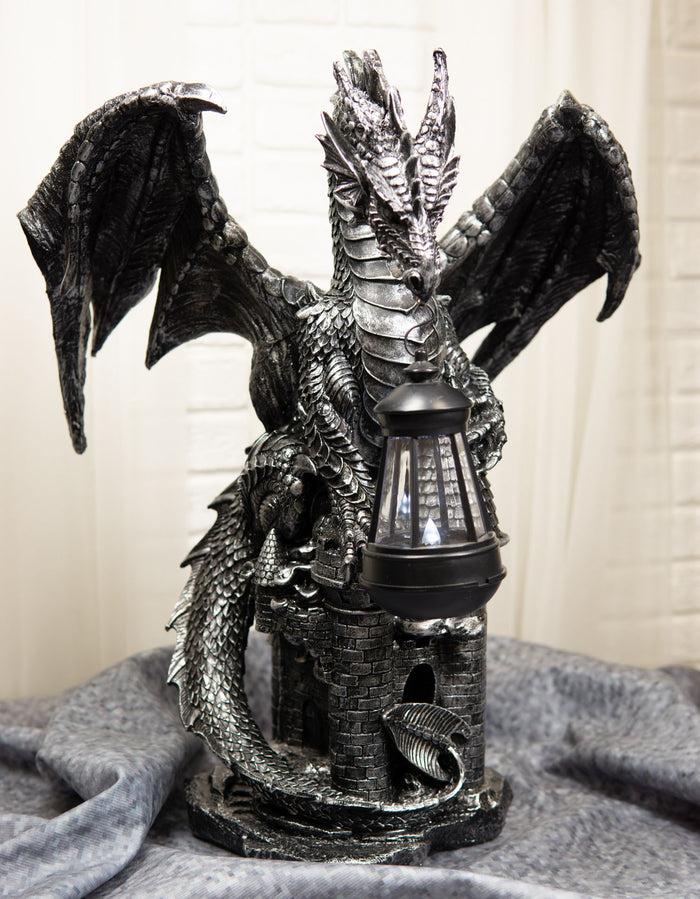 ebros gift Ebros Dark Beacon Dragon Guardian of Styx Castle Gate Statue W/ Solar LED Light