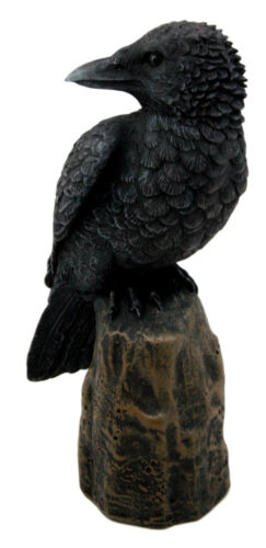Ebros Gift Ebros Dark Raven Crow Scavenger Bird Perching On Tree Stump Figurine 6"H