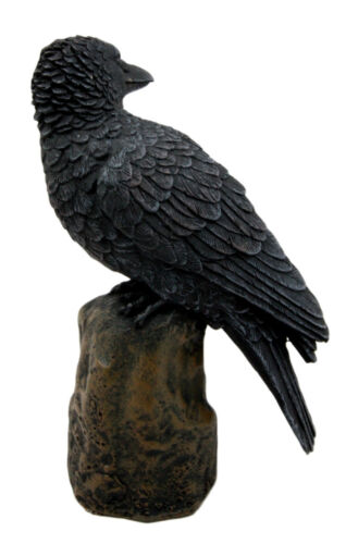 Ebros Gift Ebros Dark Raven Crow Scavenger Bird Perching On Tree Stump Figurine 6"H
