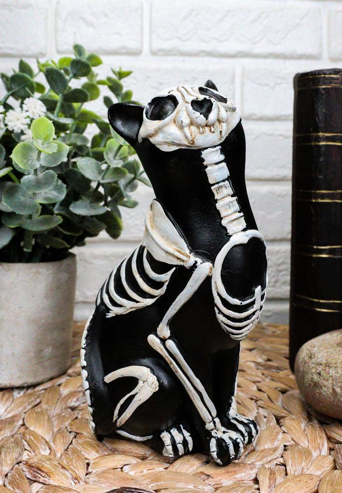 ebros gift Ebros Day of The Dead Bone Skeleton Cat Statue Halloween X-Ray Decor Collectible Crazy for Cats Figurine (Male Cat)