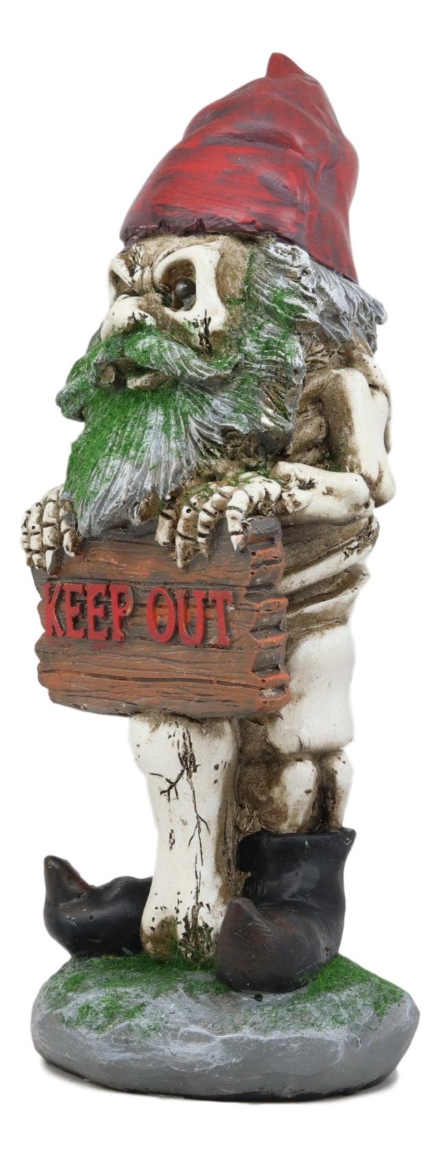 Ebros Gift Ebros Day Of The Dead Butt Naked Skeleton Gnome Holding Keep Out Sign Statue LED Eyes
