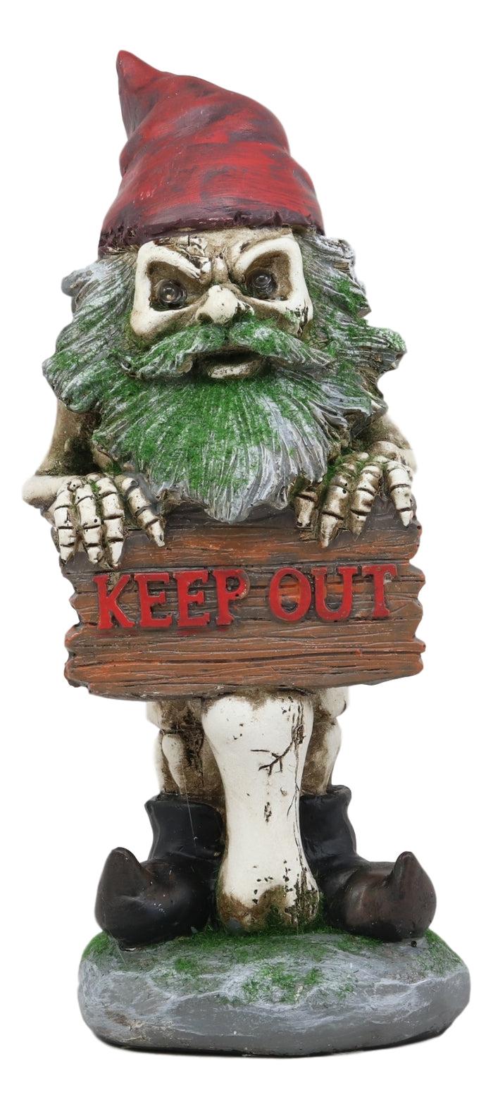 Ebros Gift Ebros Day Of The Dead Butt Naked Skeleton Gnome Holding Keep Out Sign Statue LED Eyes