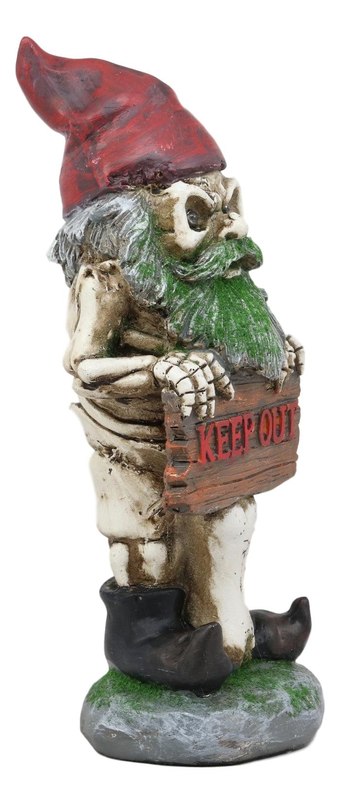 Ebros Gift Ebros Day Of The Dead Butt Naked Skeleton Gnome Holding Keep Out Sign Statue LED Eyes