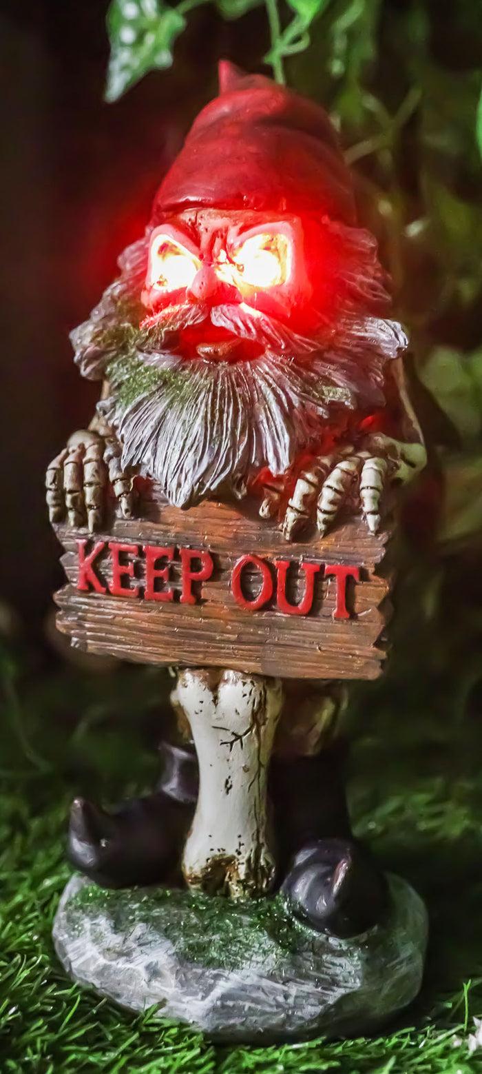 ebros gift Ebros Day Of The Dead Butt Naked Skeleton Gnome Holding Keep Out Sign Statue LED Eyes