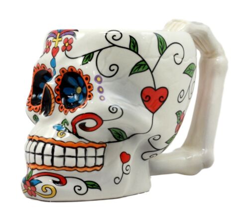 Ebros Gift Ebros Day Of The Dead Crucifix Sugar Skull Mug Drink Coffee Cup Ceramic 4.5"H