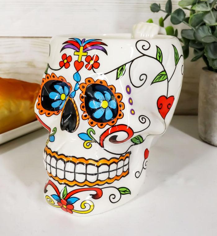 ebros gift Ebros Day of The Dead Crucifix Sugar Skull Mug Drink Coffee Cup Ceramic 4.5"H
