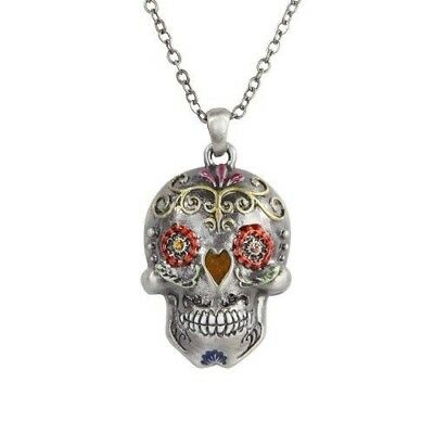 ebros gift Ebros Day of the Dead Flower Sugar Skulls Necklace Jewelry