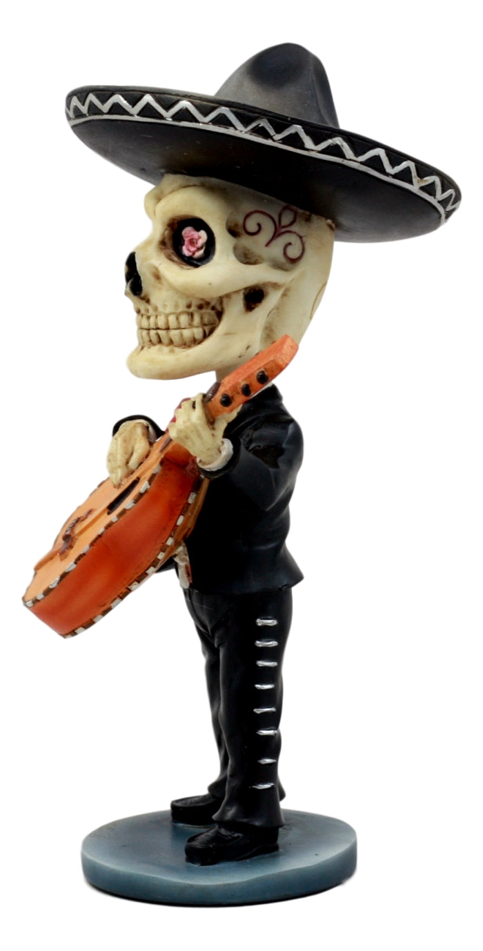 Ebros Gift Ebros Day Of The Dead Mariachi Guitarron Player Skeleton Bobblehead Figurine Skull